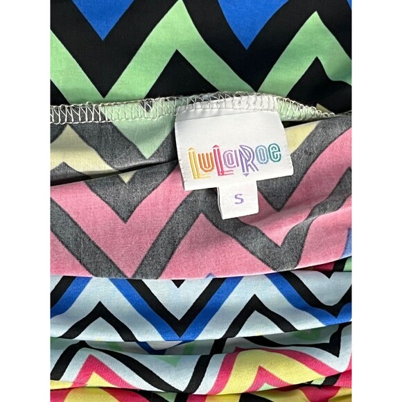 LulaRoe Skirt Knee Length High Wide Waist Pull On Colorful Zig Zag Stretch Small - Picture 3 of 3